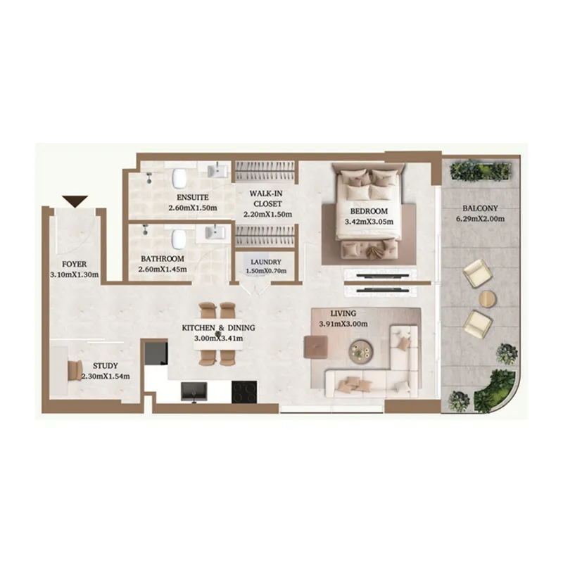 Arthouse Private Residences — планировка 1BR_103