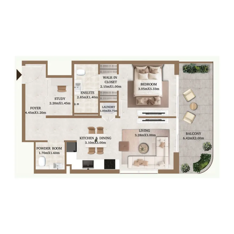 Arthouse Private Residences — планировка 1BR_120