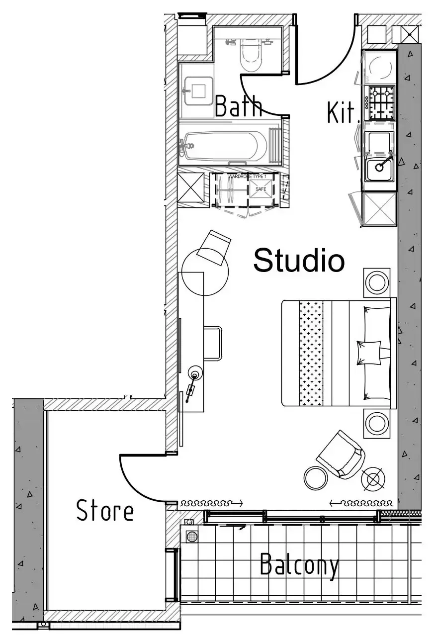 Aykon City Tower — планировка 0 BR Type H