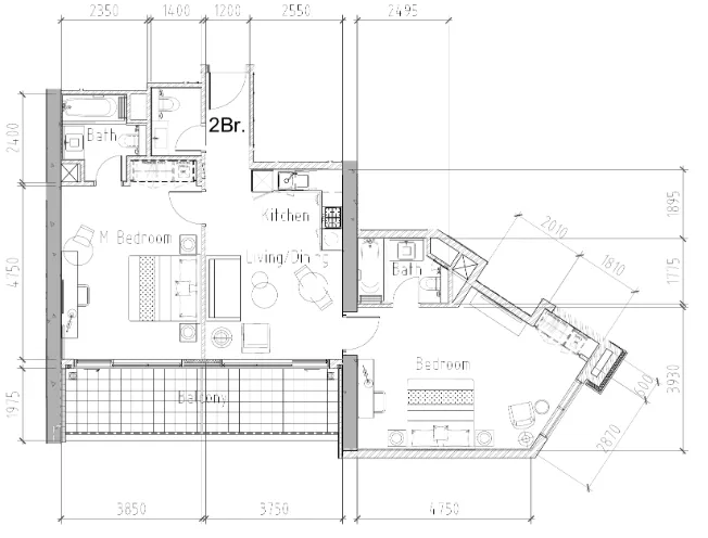 Aykon City Tower — планировка 2 BR Type B