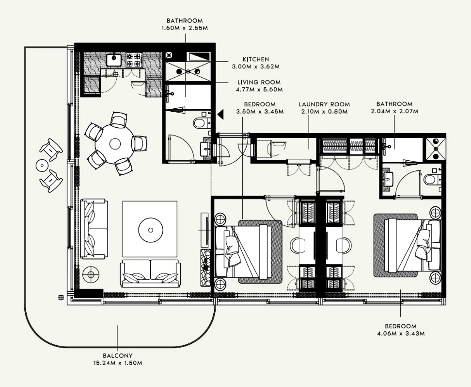 Azizi Raffi — планировка 1 BR Type B