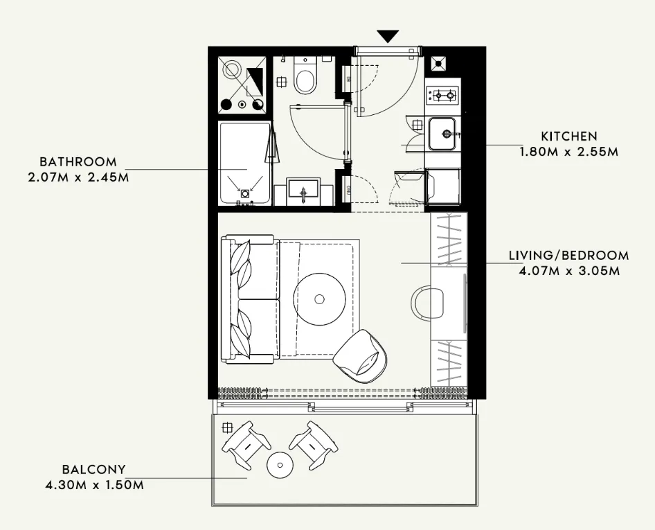 Azizi Raffi — планировка 1 BR Type A
