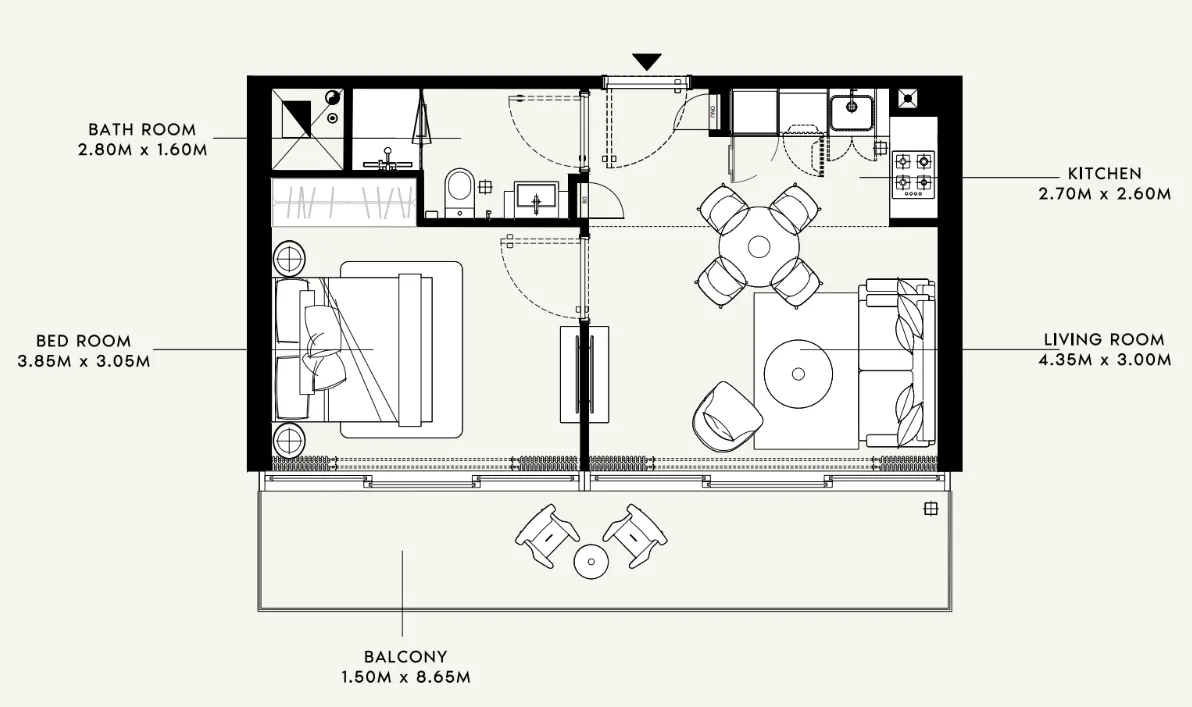 Azizi Raffi — планировка 1 BR Type H