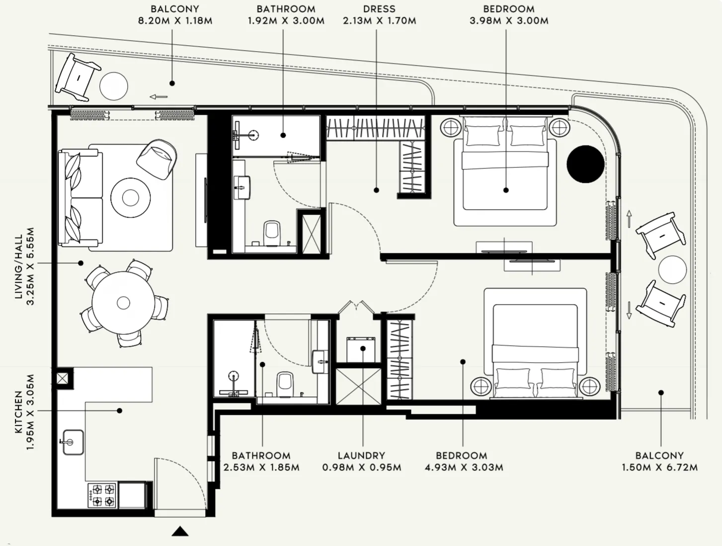 Azizi Ruby — планировка 2 BR Type B