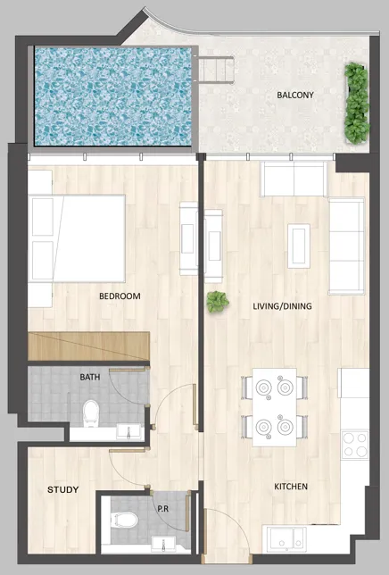 Barari Palace — планировка 1br_TA3