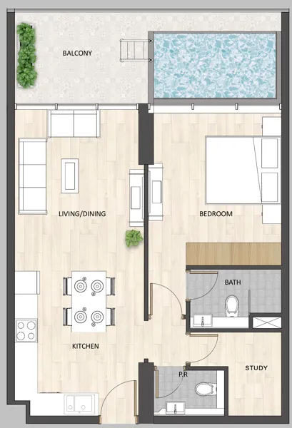 Barari Palace — планировка 1br_TA4