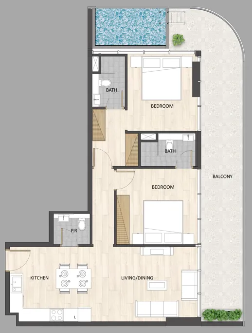 Barari Palace — планировка 2br_TC