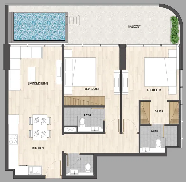 Barari Palace — планировка 2br_TC2