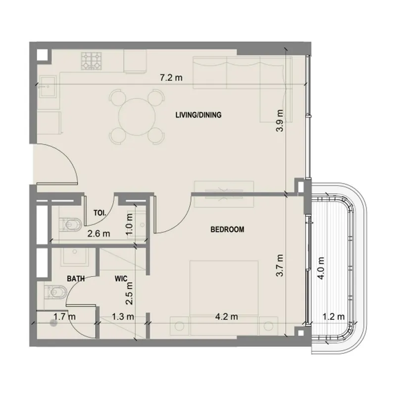 Blue Marina Residence — планировка 1br_01_2_4_6_8
