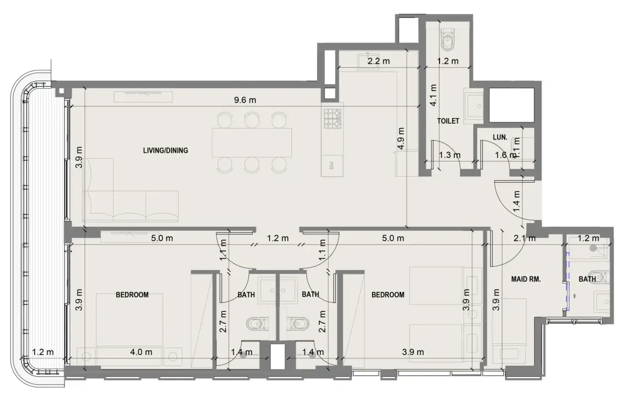 Blue Marina Residence — планировка 2 BR Type AB