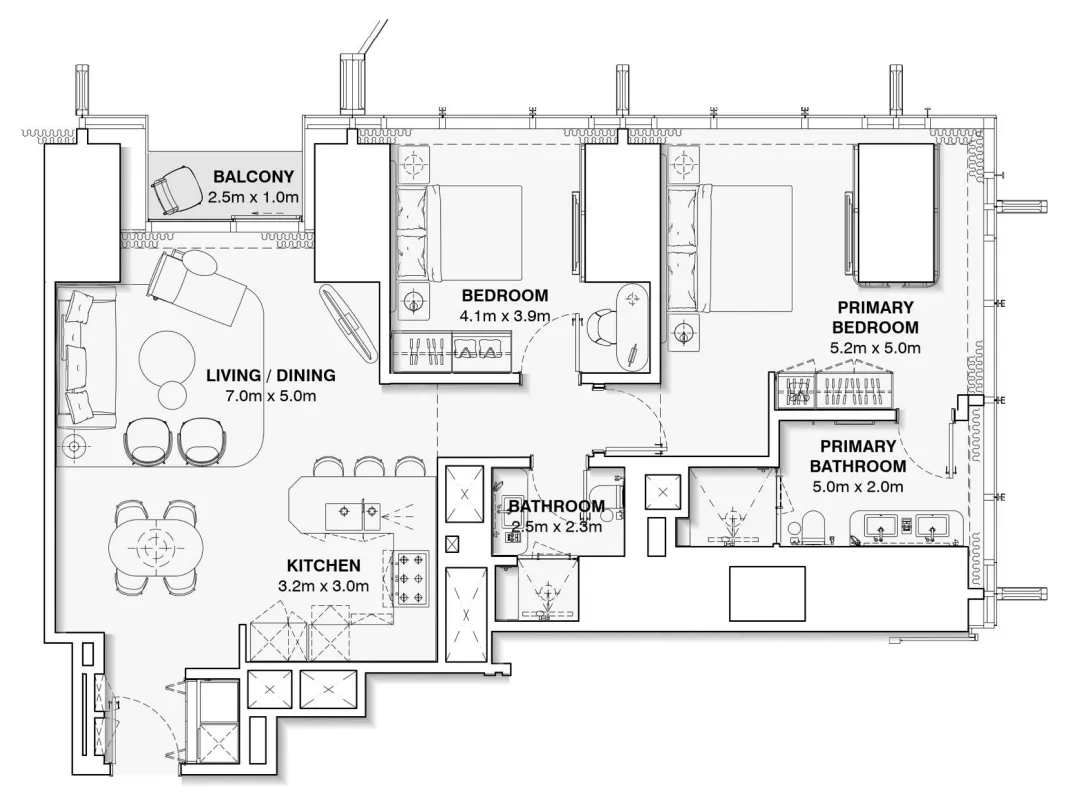 Burj Azizi — планировка 2 BR Type D