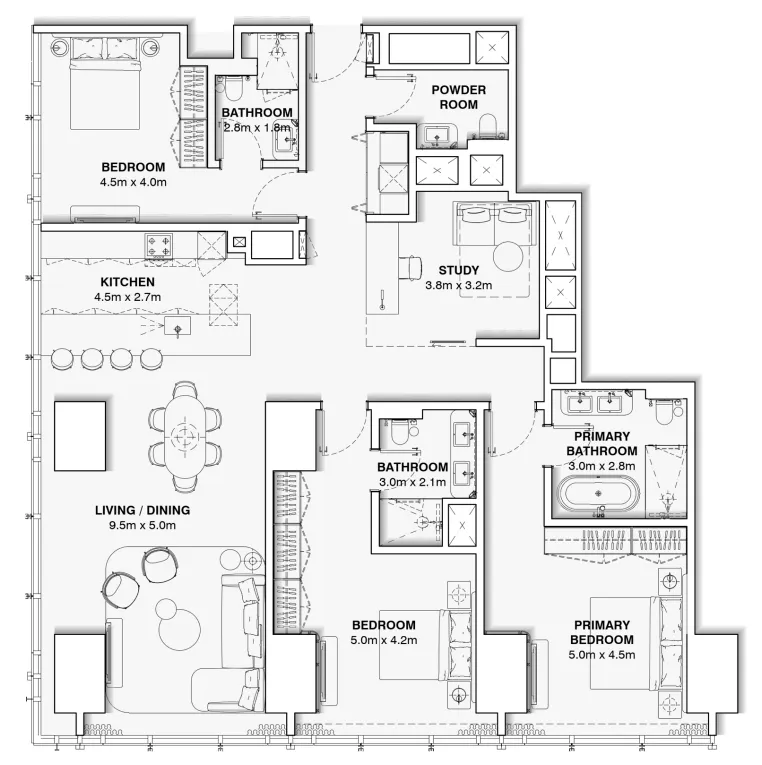 Burj Azizi — планировка 3 BR Type A