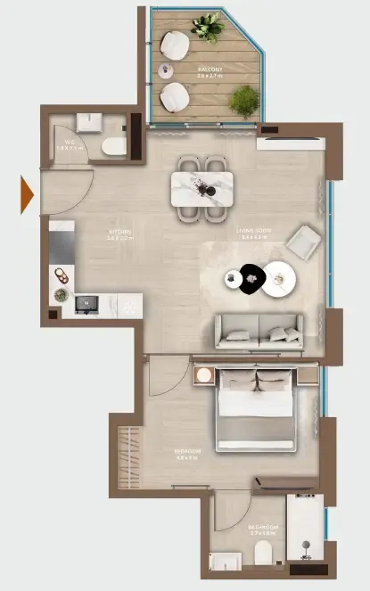 Celeste by HRE — планировка 1 BR Type F