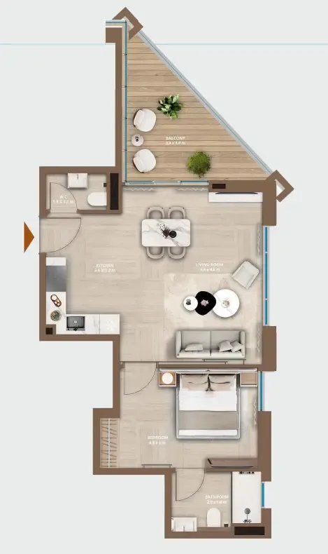 Celeste by HRE — планировка 1 BR Type B