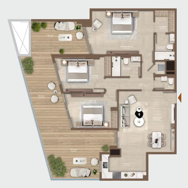 Celeste by HRE — планировка 3 BR Type A