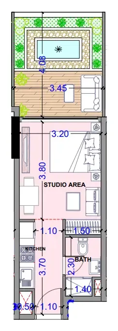 Celesto 3 — планировка 0 BR Type E