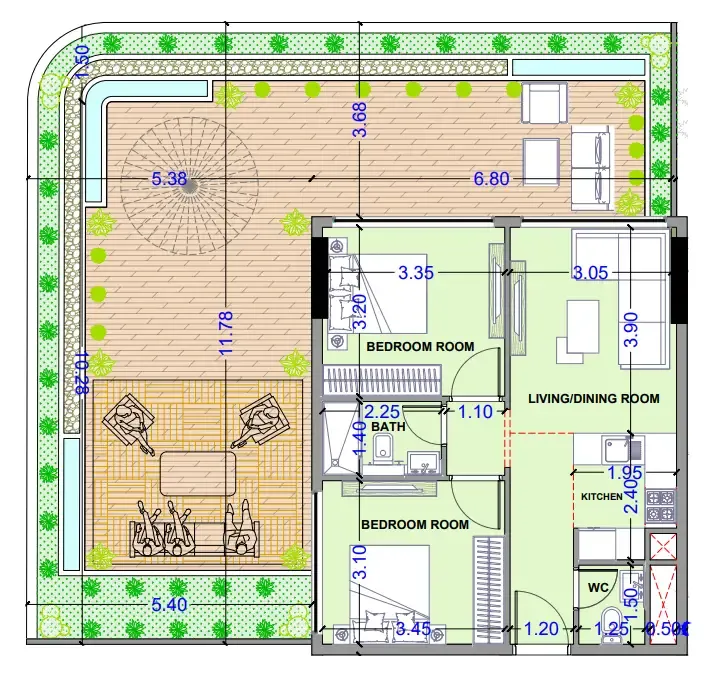 Celesto 3 — планировка 2 BR Type B