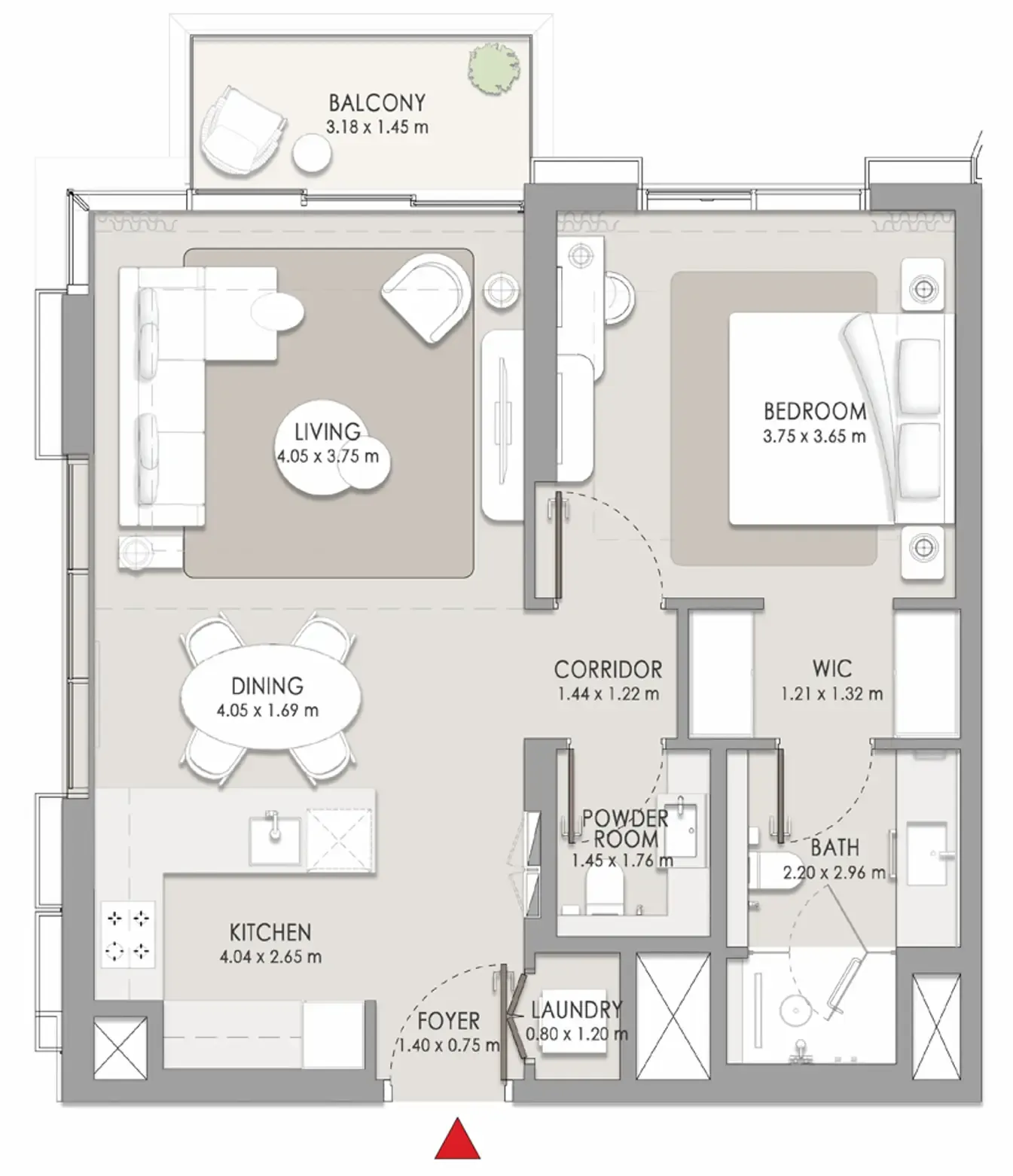 City Walk Crestlane — планировка 1 BR Type AF