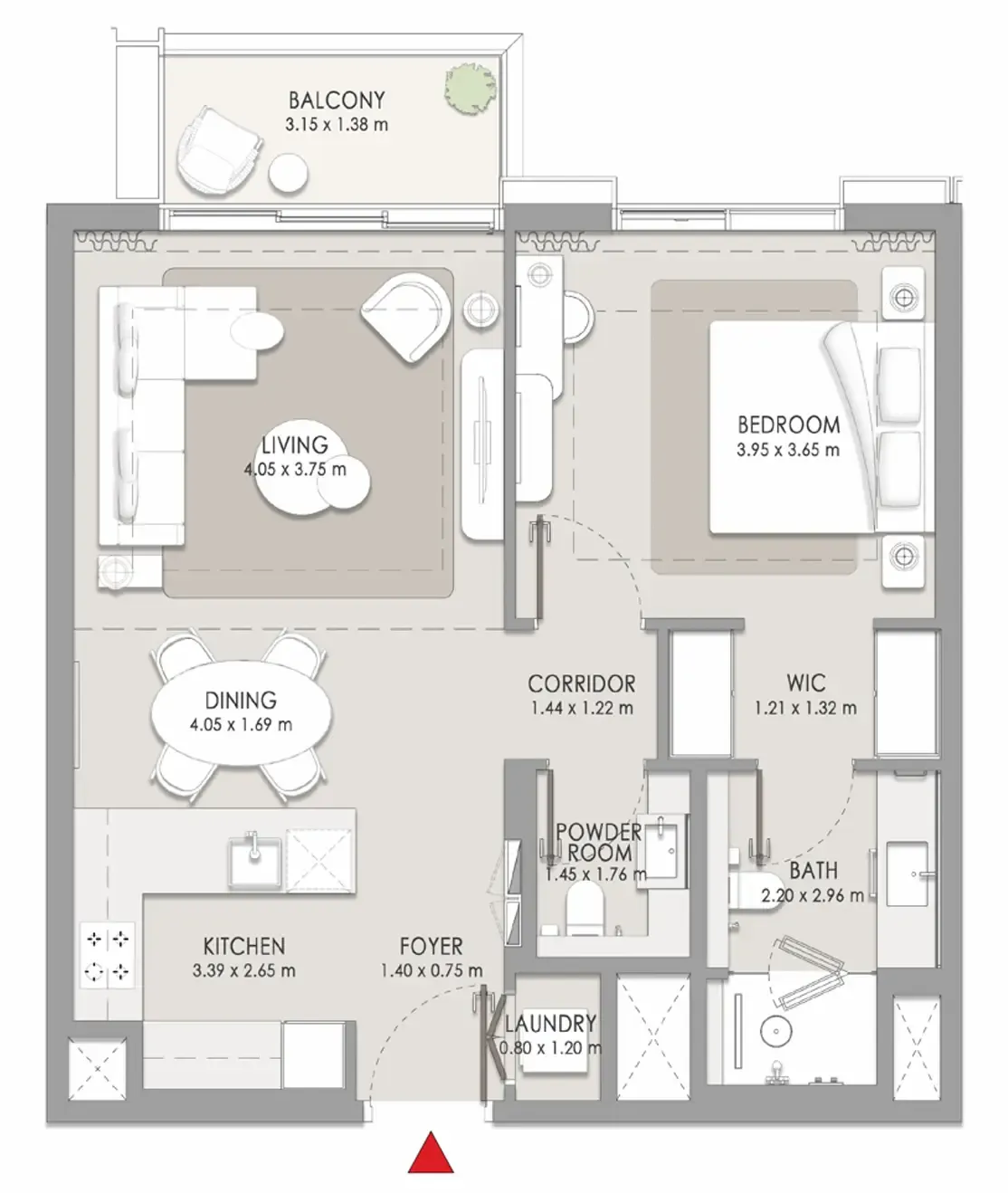 City Walk Crestlane — планировка 1 BR Type P