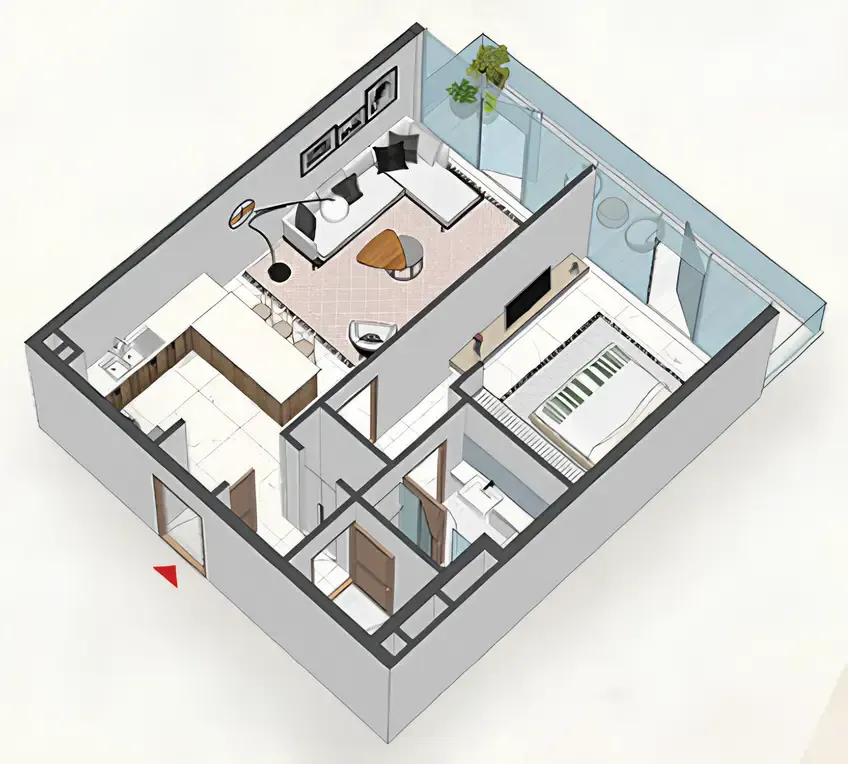 Comfort by Roof — планировка 1 BR Type BM