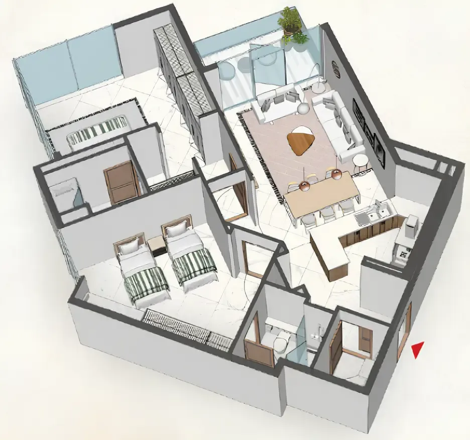 Comfort by Roof — планировка 2 BR Type A