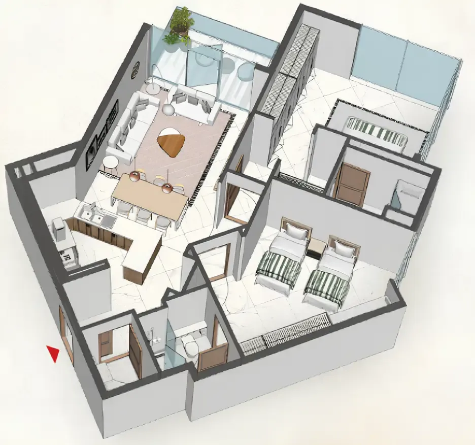 Comfort by Roof — планировка 2 BR Type B