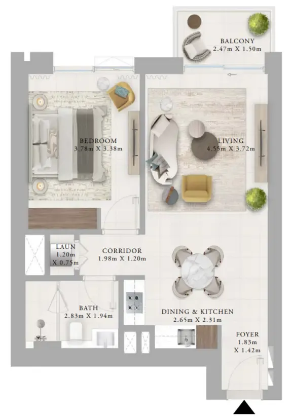 Creek Haven — планировка 1 BR Type B