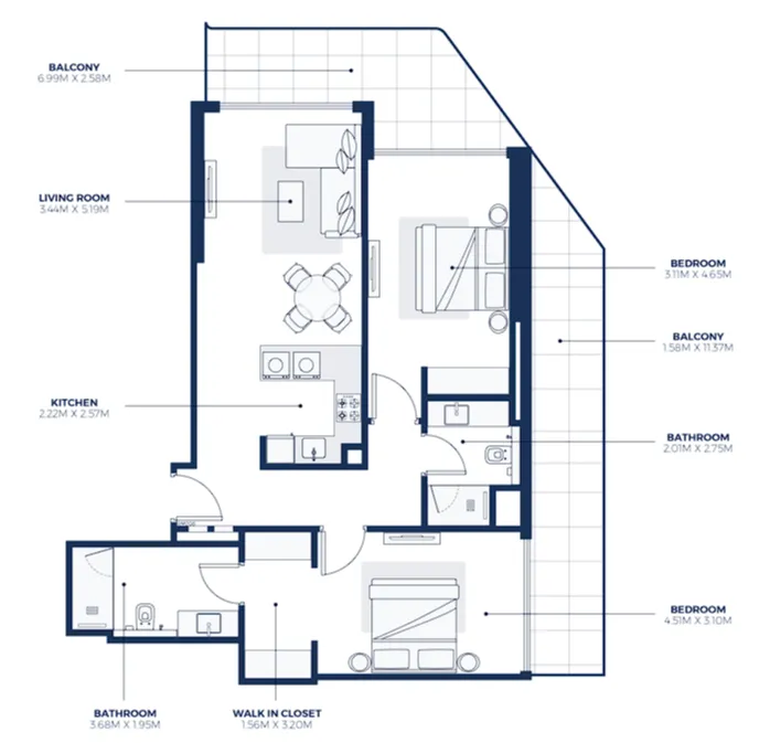Creek Views 3 — планировка 2 BR Type C
