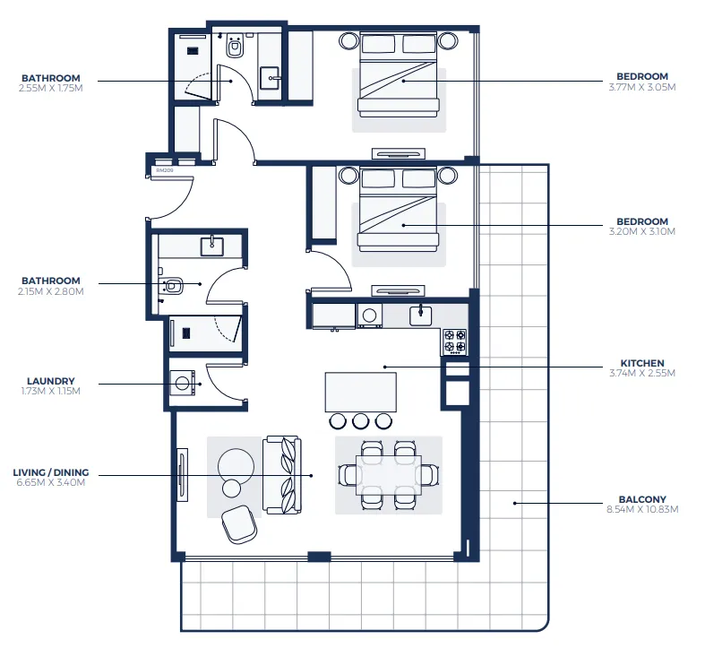Creek Views 3 — планировка 2 BR Type L