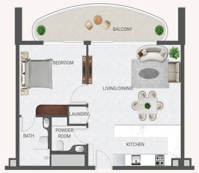Crown Palace — планировка 1BR Type B