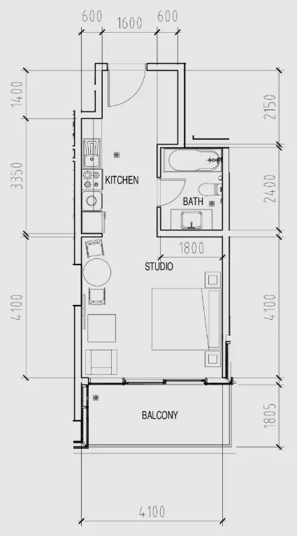 Damac Hills – Park Town — планировка 0BR Type 10