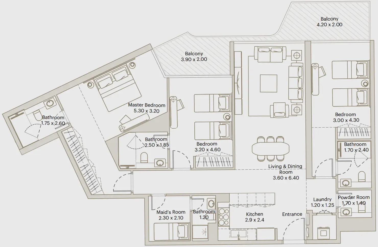 Eleve — планировка 3 BR Type AD