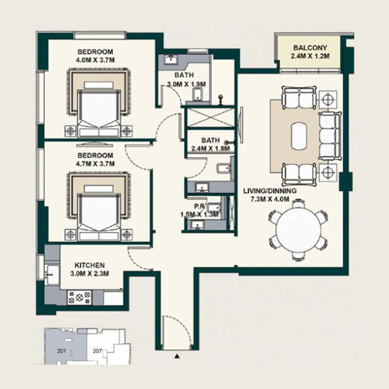 Exotica by Al Marina — планировка 2br_t2