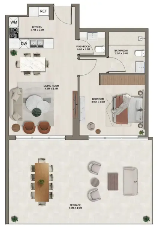 Ghaff Land Residence — планировка 1 BR Type A
