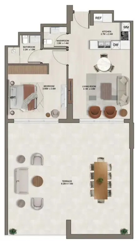 Ghaff Land Residence — планировка 1 BR Type B