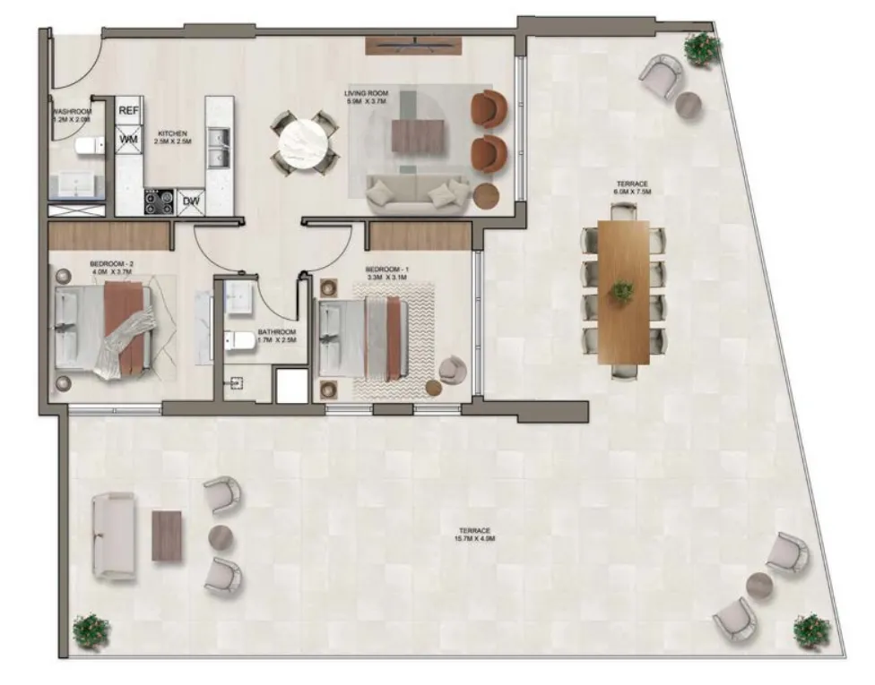 Ghaff Land Residence — планировка 2 BR Type A