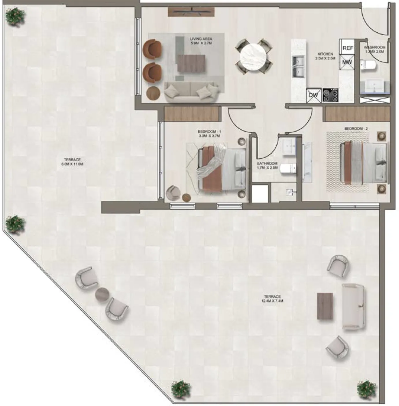 Ghaff Land Residence — планировка 2 BR Type B