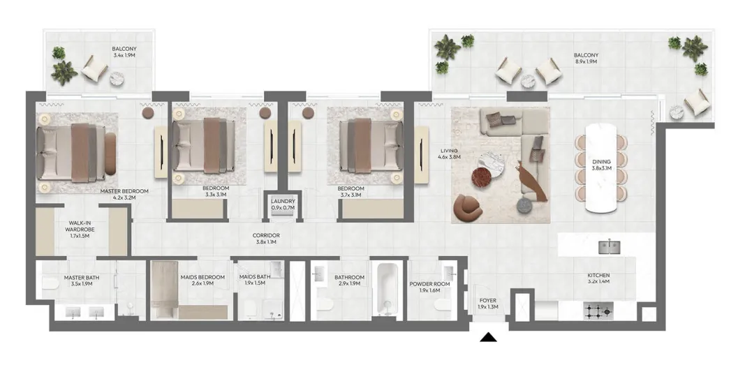Golf Point — планировка 3 BR Type B