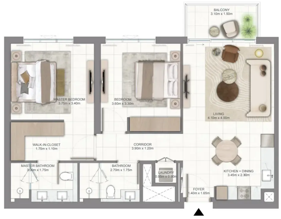 Golf Vale — планировка 2 BR Type H