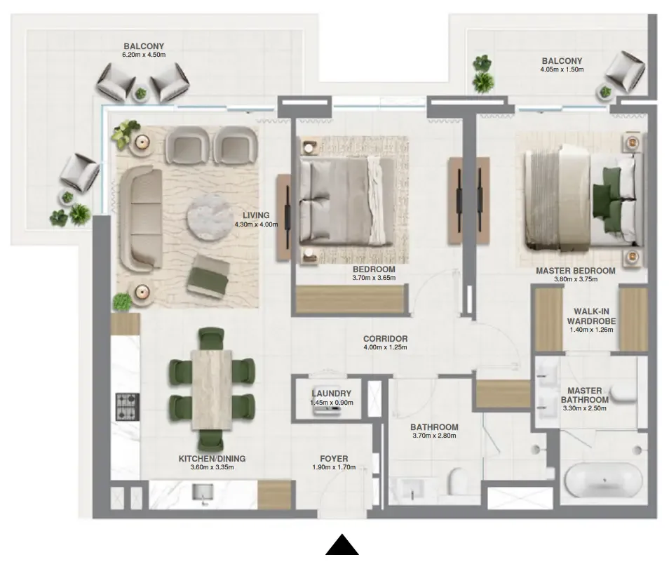 Golf Verge — планировка 2 BR Type E