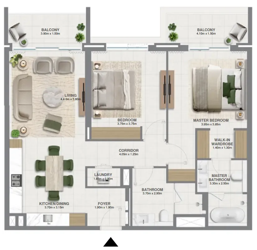 Golf Verge — планировка 2 BR Type A