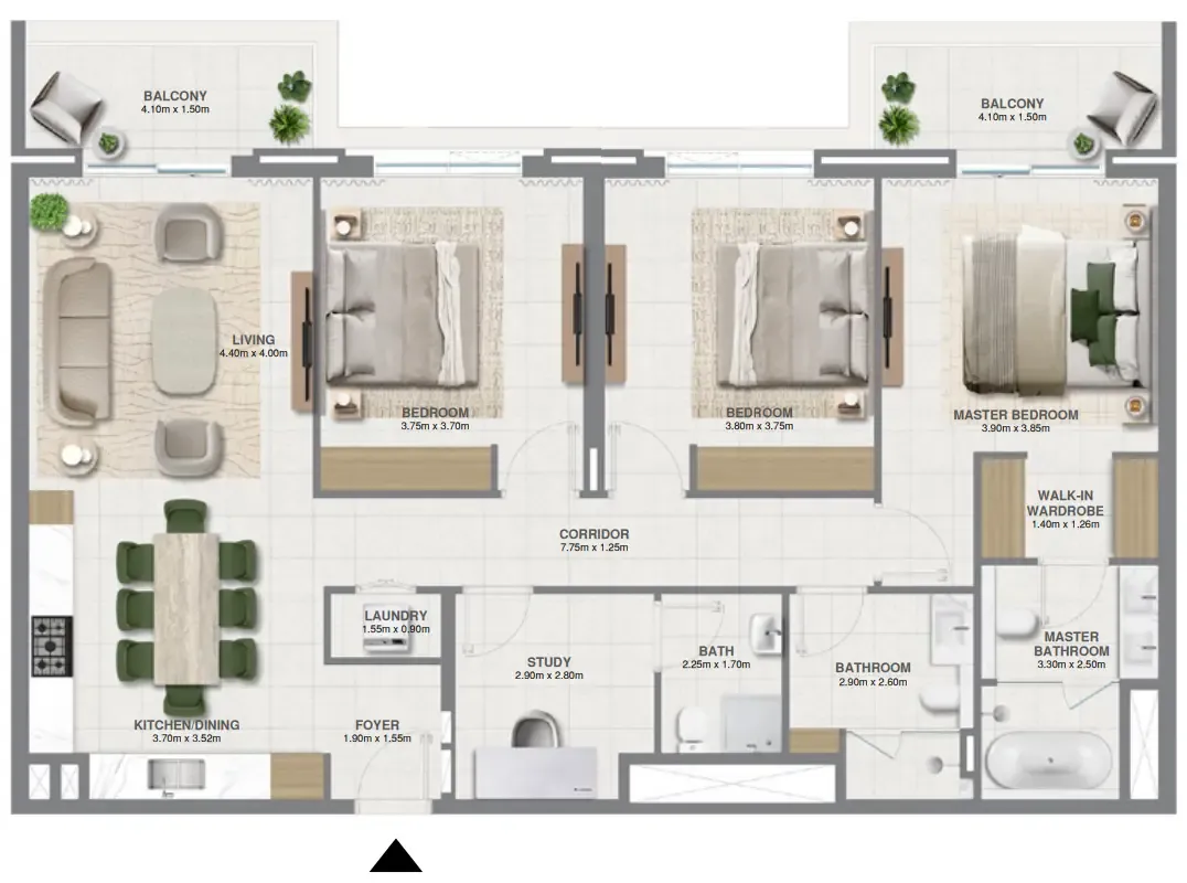 Golf Verge — планировка 3 BR Type C
