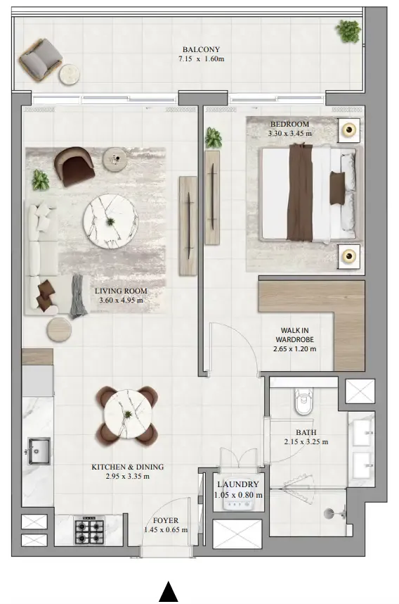 Greencrest — планировка 1 BR Type B