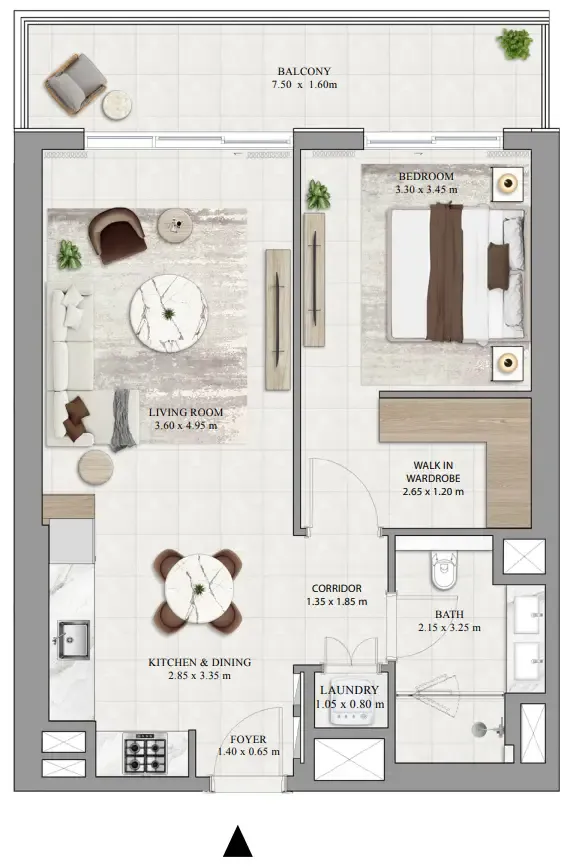 Greencrest — планировка 1 BR Type C