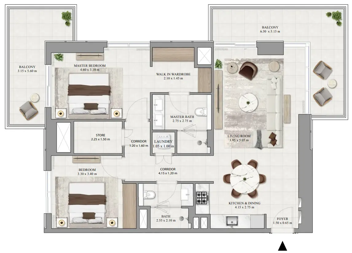 Greencrest — планировка 2 BR Type A