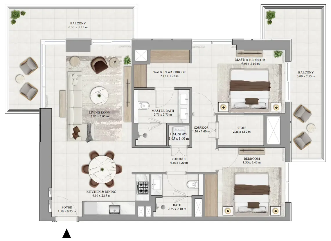 Greencrest — планировка 2 BR Type F
