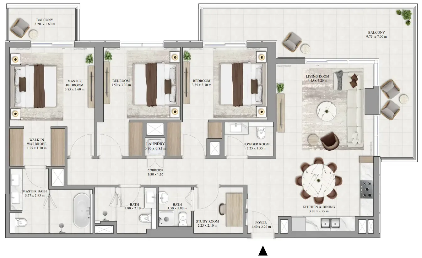 Greencrest — планировка 3 BR Type B