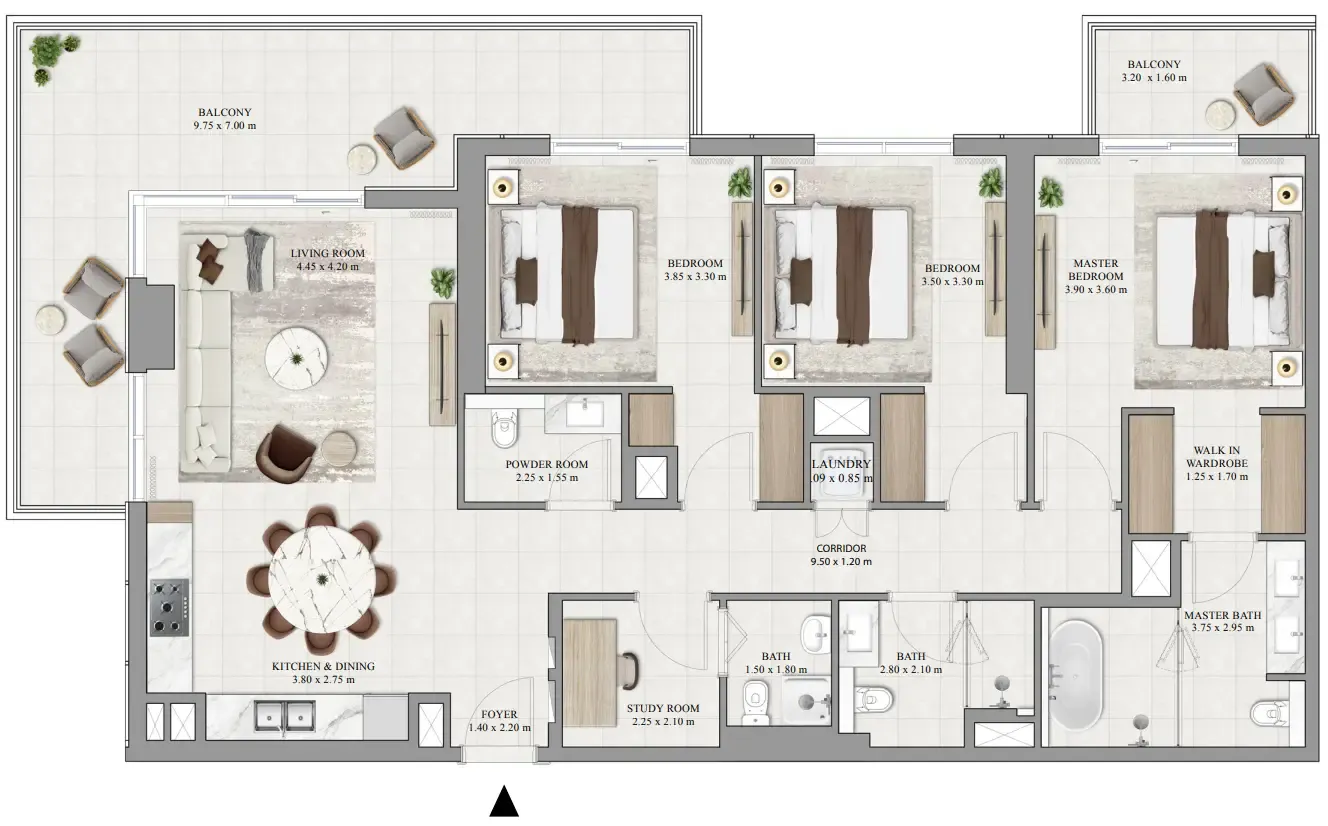Greencrest — планировка 3 BR Type A