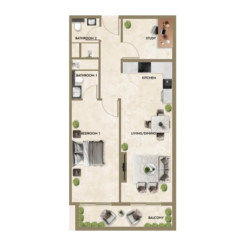 Greenfield Living — планировка 1.5BR_un6_8_9