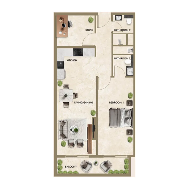 Greenfield Living — планировка 1.5BR_un5